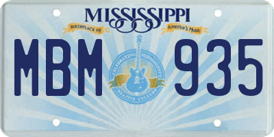 MS license plate MBM935