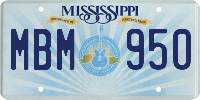 MS license plate MBM950