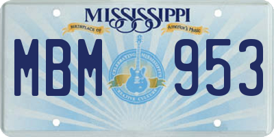 MS license plate MBM953