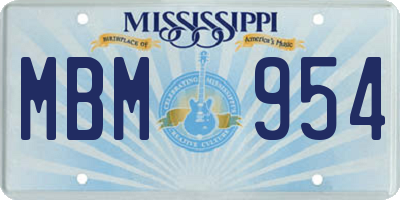 MS license plate MBM954