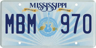 MS license plate MBM970