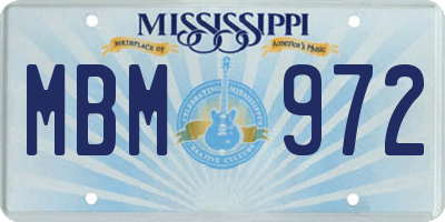 MS license plate MBM972