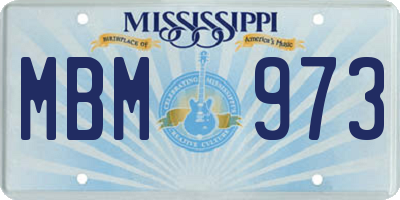 MS license plate MBM973