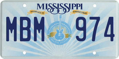 MS license plate MBM974