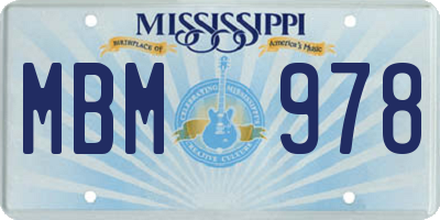 MS license plate MBM978