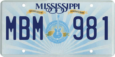 MS license plate MBM981