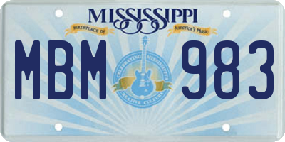 MS license plate MBM983