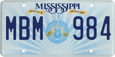 MS license plate MBM984