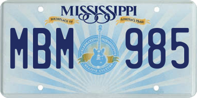 MS license plate MBM985