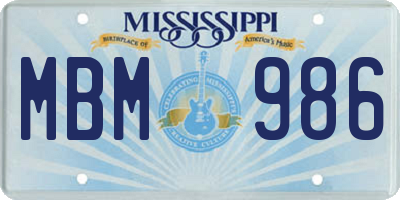 MS license plate MBM986