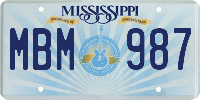 MS license plate MBM987
