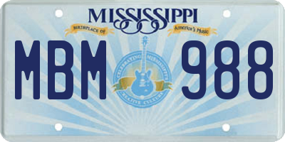 MS license plate MBM988