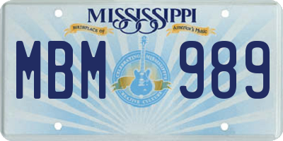 MS license plate MBM989