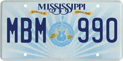 MS license plate MBM990