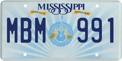MS license plate MBM991