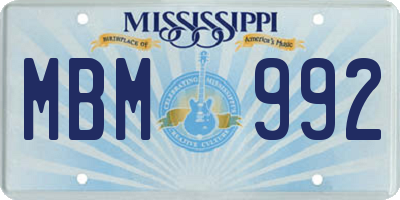 MS license plate MBM992