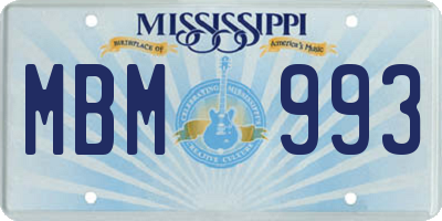 MS license plate MBM993