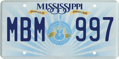 MS license plate MBM997