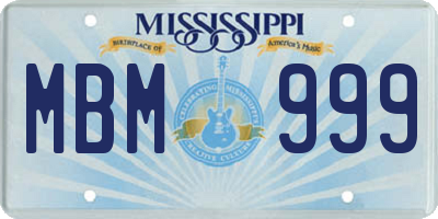 MS license plate MBM999