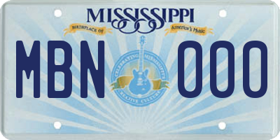 MS license plate MBN000