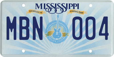 MS license plate MBN004