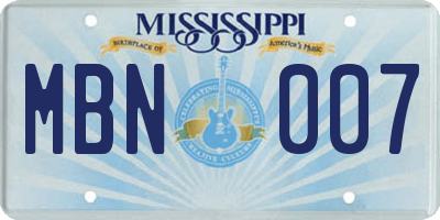 MS license plate MBN007