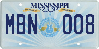 MS license plate MBN008