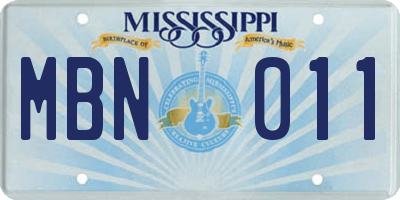 MS license plate MBN011