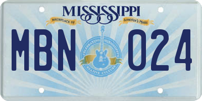 MS license plate MBN024