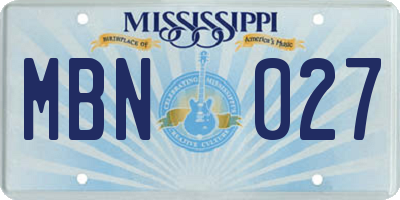 MS license plate MBN027
