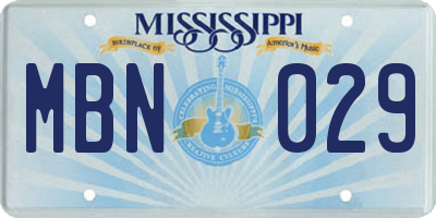 MS license plate MBN029