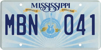 MS license plate MBN041