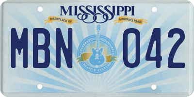 MS license plate MBN042