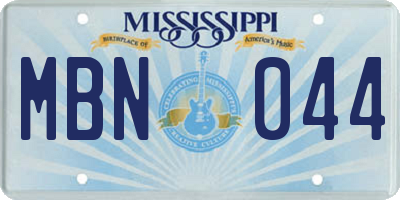 MS license plate MBN044