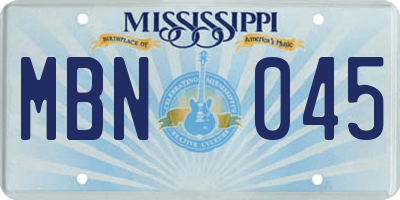 MS license plate MBN045