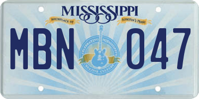 MS license plate MBN047