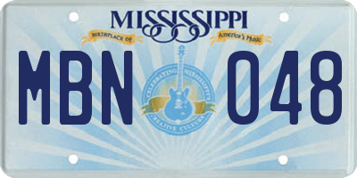 MS license plate MBN048