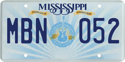MS license plate MBN052