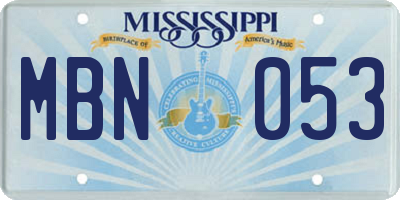 MS license plate MBN053