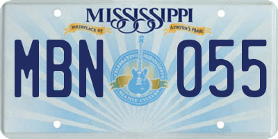 MS license plate MBN055
