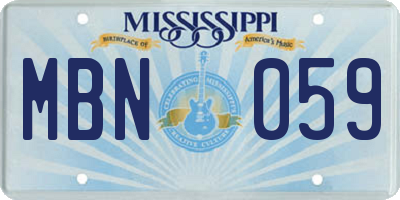 MS license plate MBN059