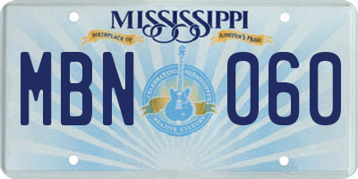MS license plate MBN060