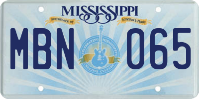MS license plate MBN065