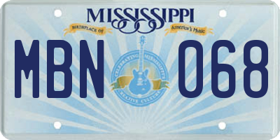 MS license plate MBN068