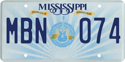 MS license plate MBN074