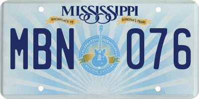 MS license plate MBN076