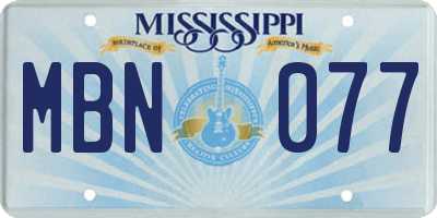 MS license plate MBN077