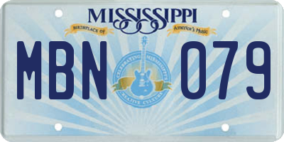 MS license plate MBN079
