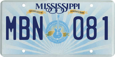 MS license plate MBN081