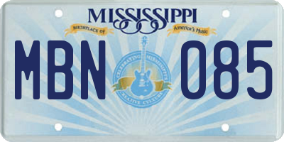 MS license plate MBN085
